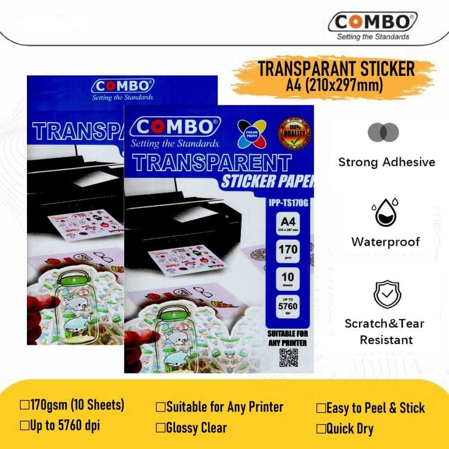 

Kertas Stiker Transparant A4 / Transparant Sticker Paper 170gr Combo