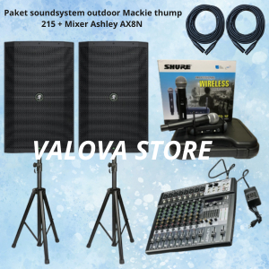 Paket 1 soundsystem outdoor Mackie thump 215 + Mixer Ashley AX8N