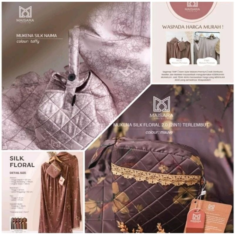 SUPER LEMBUT] READY MUKENA SAJADAH JUMBO SILK FLORAL DAN NAJMA By MAISARA PREMIUM ORI.