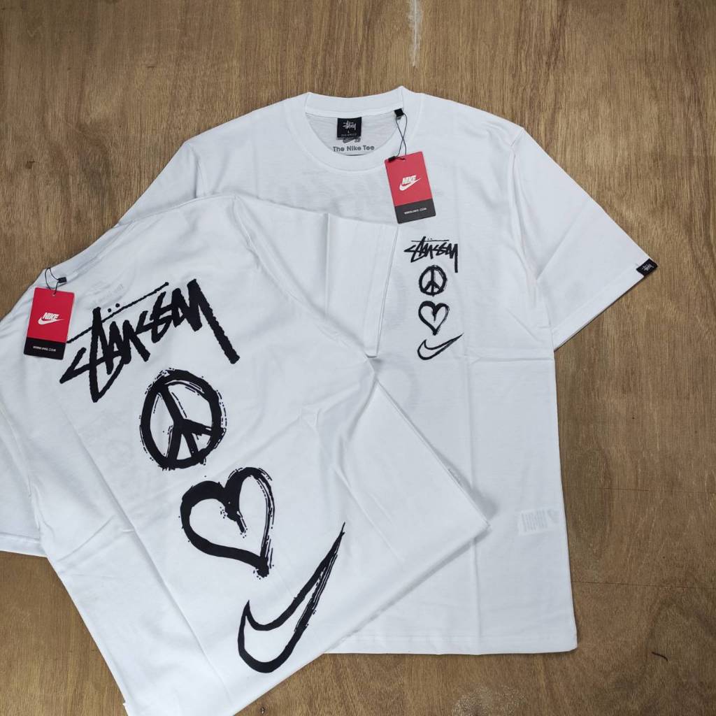 Stussy x Nike Feace & Love White Oversize Tee T-Shirt Kaos