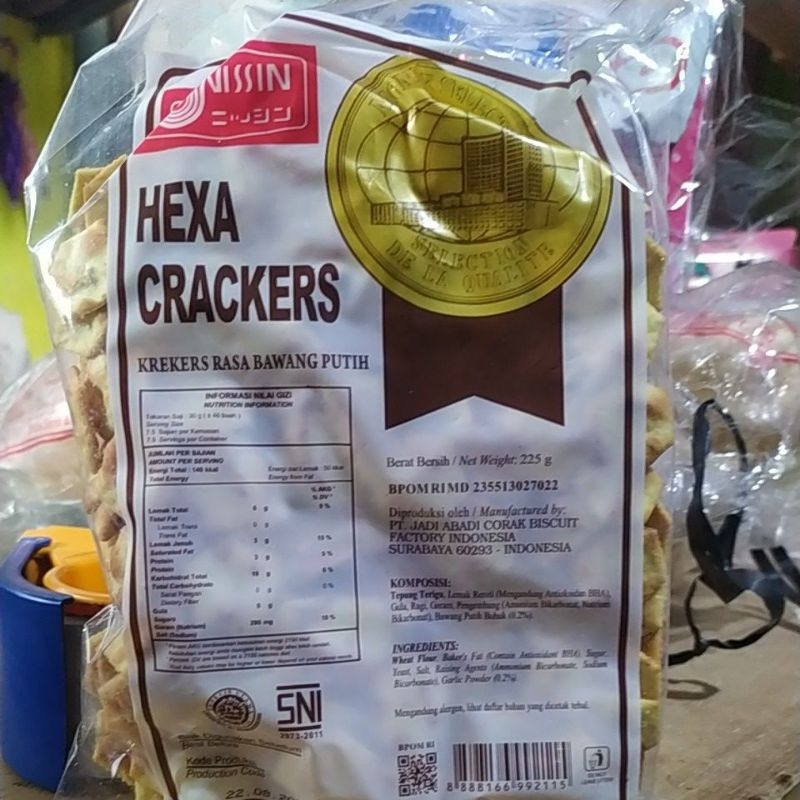 

nissin hexa crackers 225gr krekers rasa bawang putih