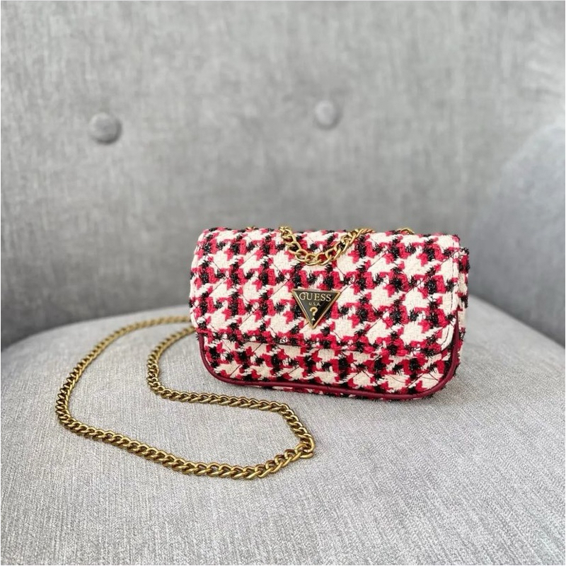guess mini tweed merah