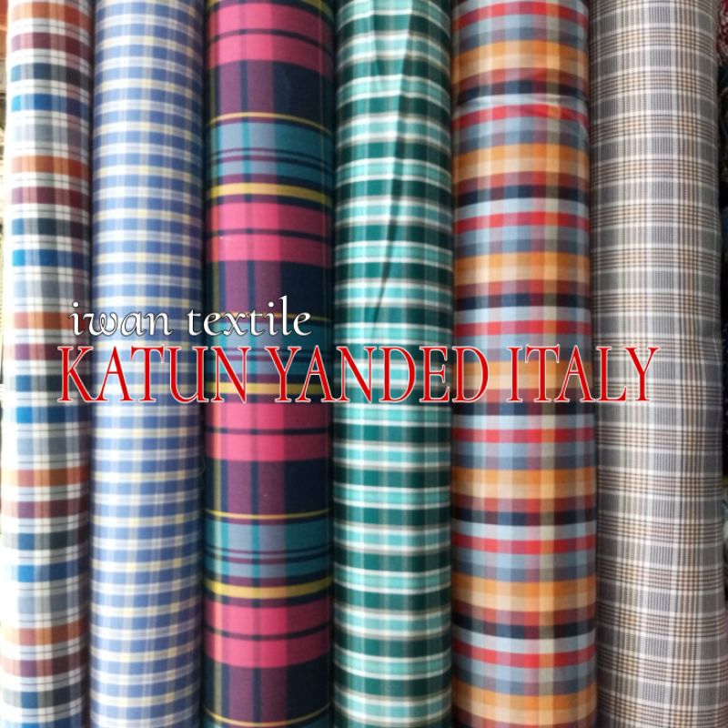 PROMO kain katun kotak kotak kain kotak kotak bahan kemeja pria wanita katun Italy yandet premium