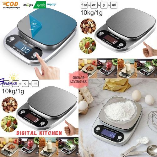 TIMBANGAN MINI / TIMBANGAN DAPUR / TIBANGAN DIGITAL 10kg / TIMBANGAN STAINLESS SHENAR