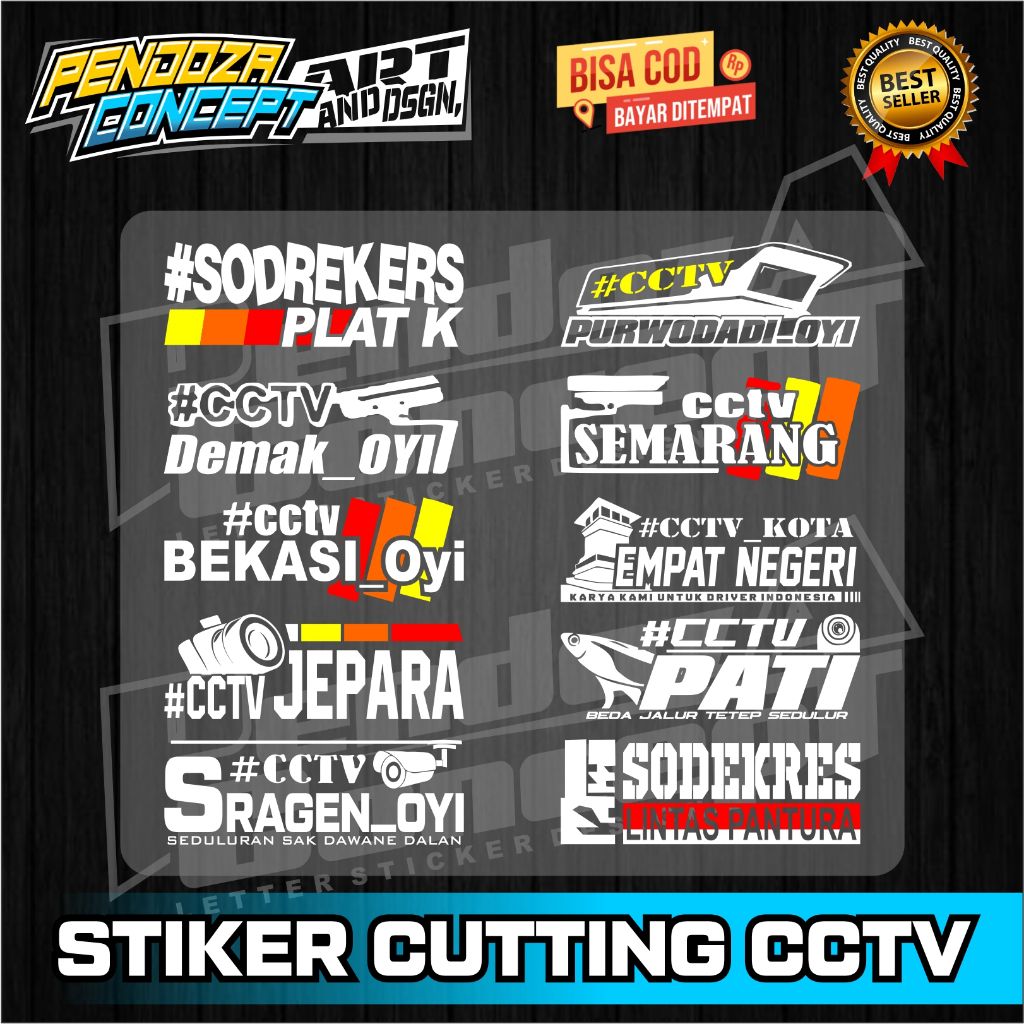 STICKER CUTTING CCTV 1 SET ISI 10 PCS STIKER CUTTING NYALA