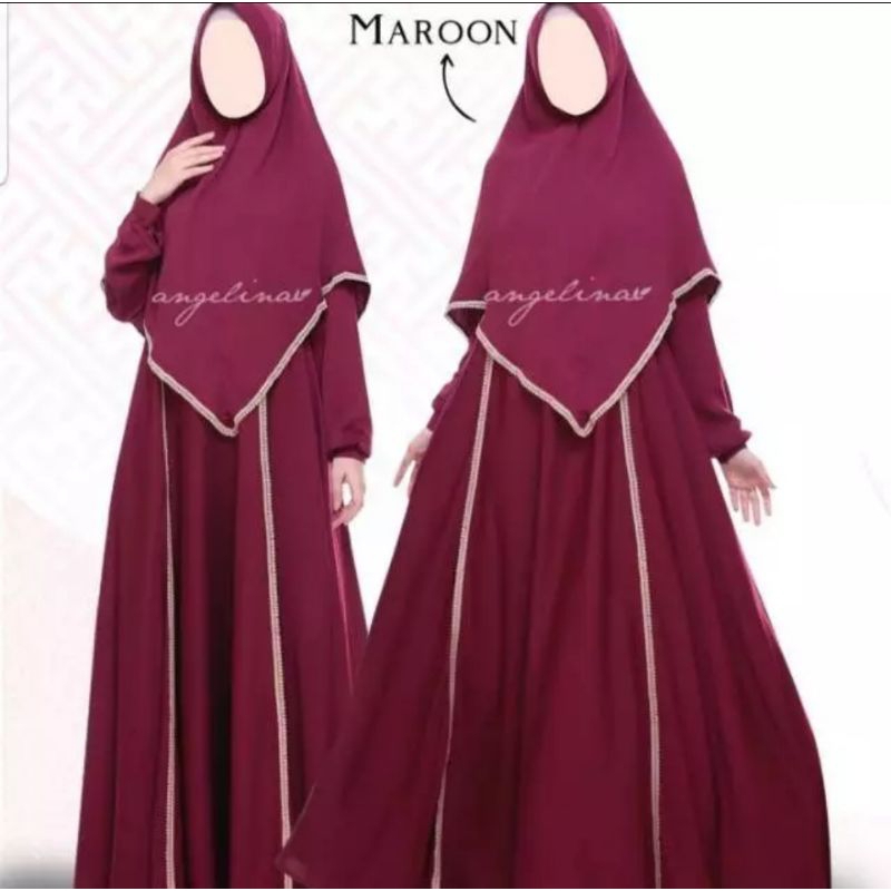 set hamidah atelier angelina marun dress XS khimar S Preloved