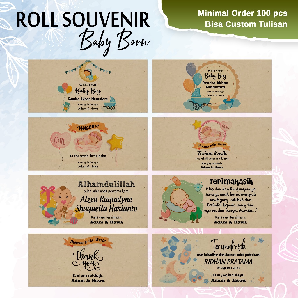 Roll Souvenir Bayi Lahir // Baby Born // Ucapan Kelahiran Bayi // souvenir Bayi