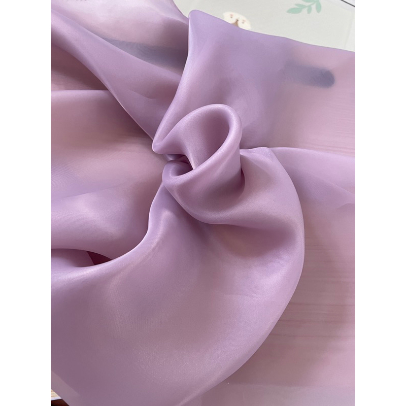 Kain Organza Organdi Polos Premium Silk Tile Kaca 1/2 Meteran Warna Ungu Purple Lilac