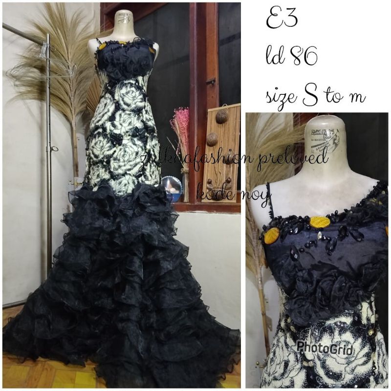 GAUN LONGDRESS WEDDING MEWAH HITAM