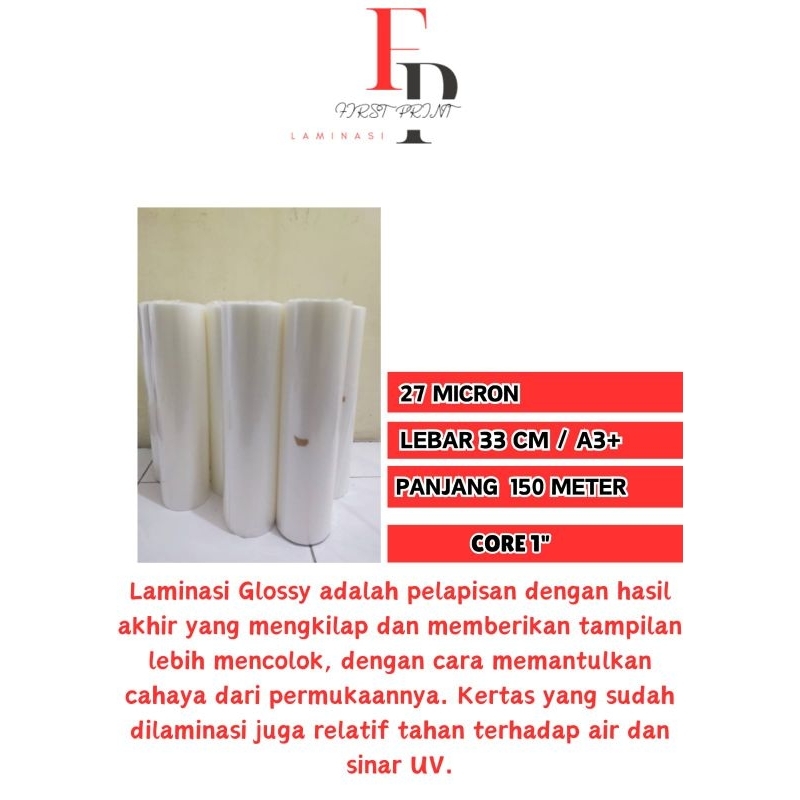 

27 MICRON GLOSSY HOT THERMAL LAMINATING FILM | PLASTIK LAMINASI PANAS BOPP THERMAL