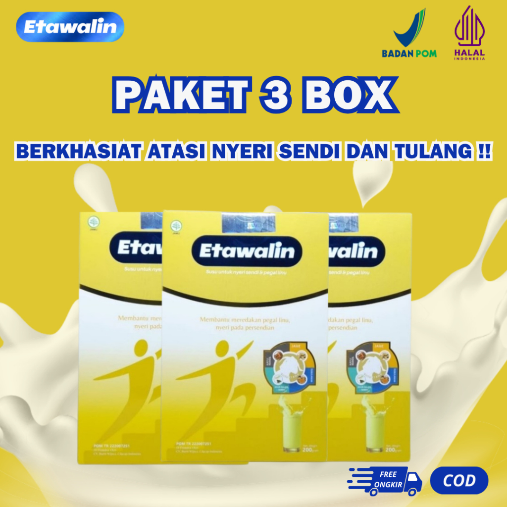 

GAJIAN SALE!! Paket 3 Box Susu Etawalin 3x Lebih Berkhasiat Atasi Nyeri Sendi Asam Urat Rematik Dan Kesehatan Tulang