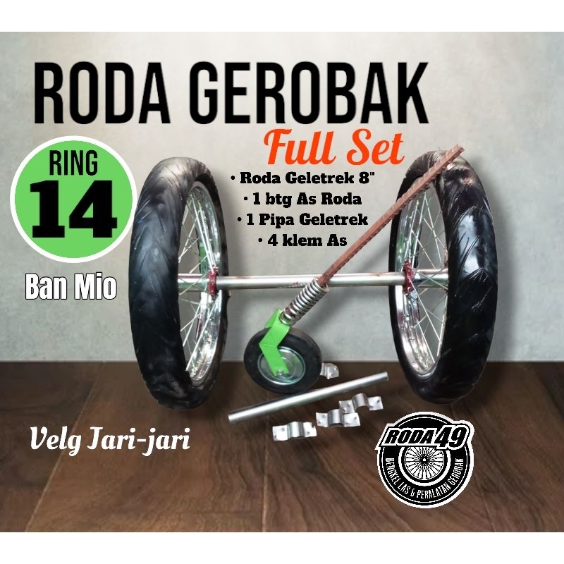 Roda Gerobak Dorong Ring 14 fullset roda geletrek
