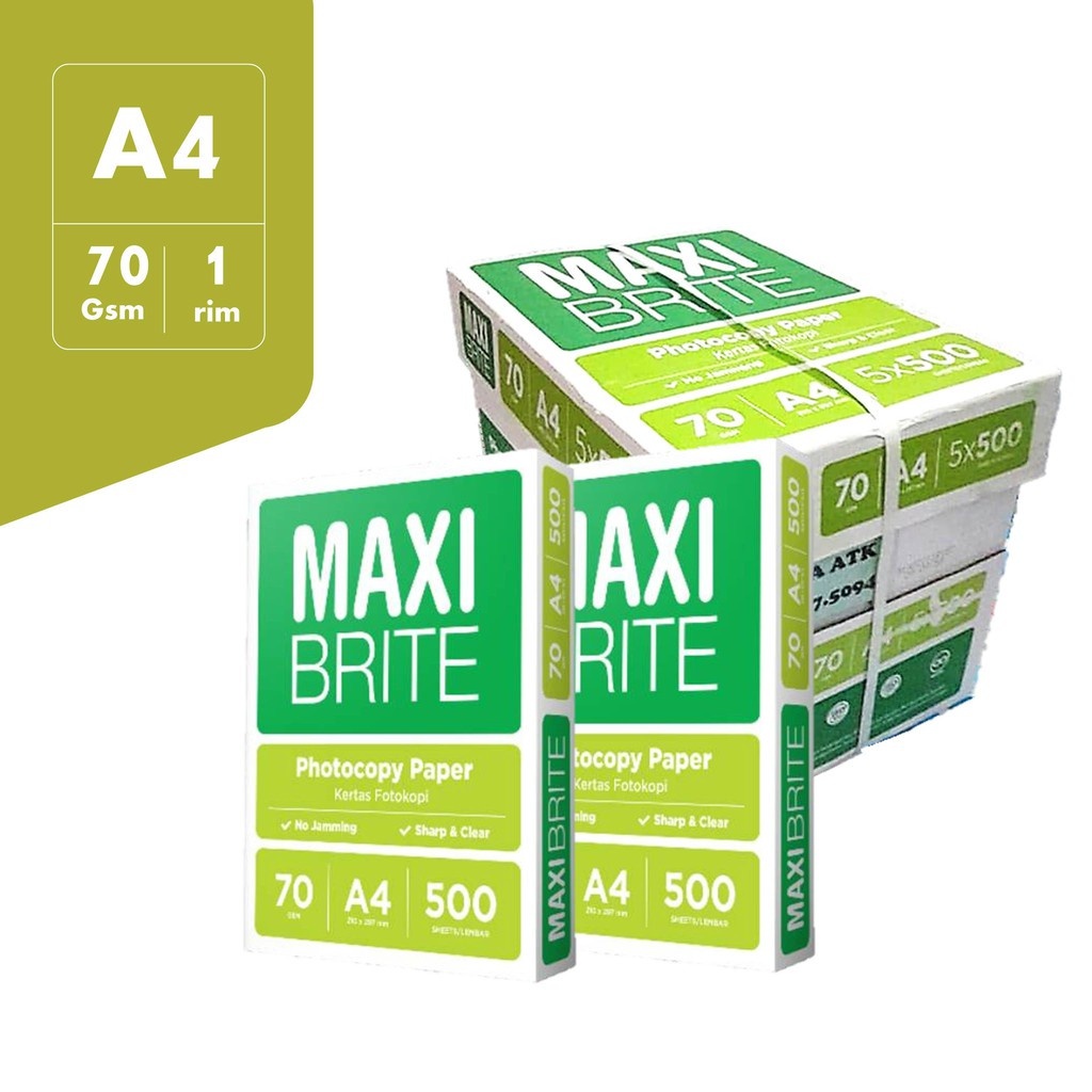 

Kertas HVS A4 70 gram Merk Maxi Brite