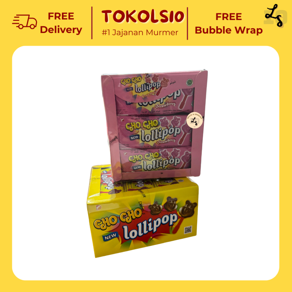 

Permen Cho Cho Lollipop Coklat/Stroberi 1 Box Isi 24 pcs