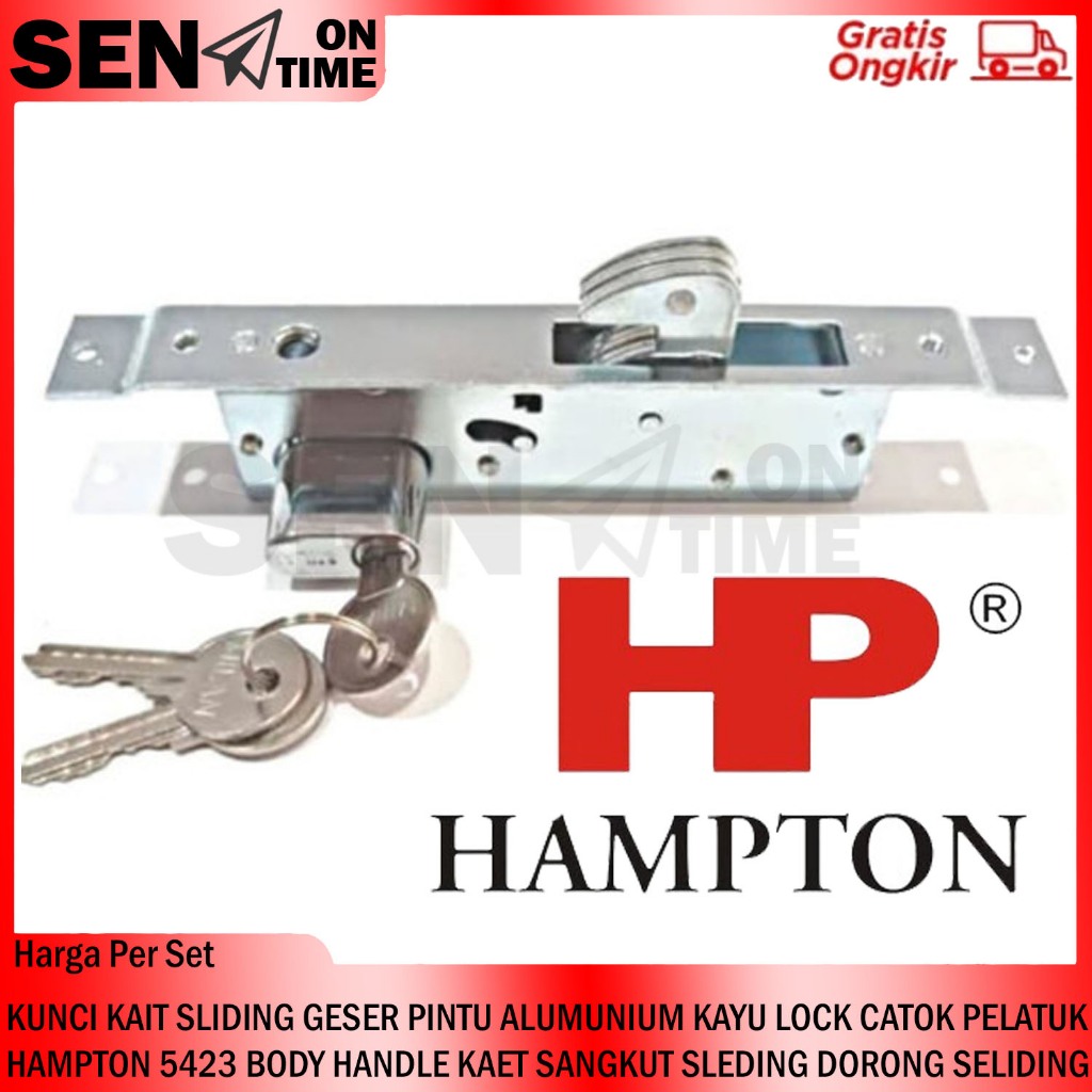 Hampton Hp Kc 5423 Satu Set Lengkap Kunci Sliding Selinding Kait Pengait Pintu Aluminium Alumunium S