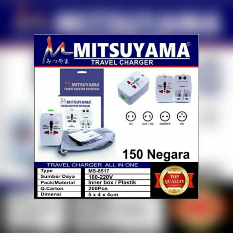 ADAPTOR TRAVEL MITSUYAMA MS-8517 STEKER KAKI 3 COLOKAN KAKI 3