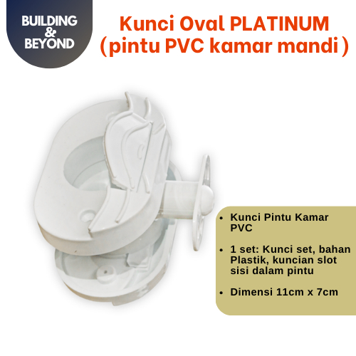 KUNCI OVAL PLATINUM PINTU PVC KAMAR MANDI - PUTIH