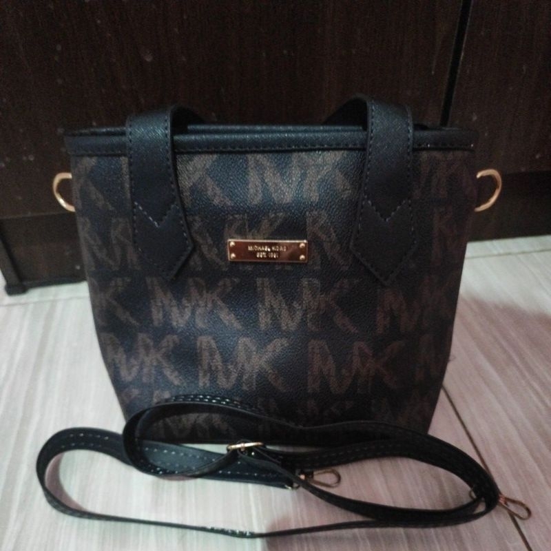 NEW mini Tote MK hitam Slingbag shoulderbag full EMBOSS improts tas selempang