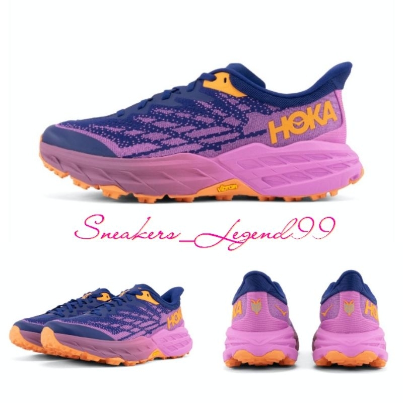 Sepatu Hiking Trail Running Wanita Hoka Speedgoat 5 Purple Pink Vibram