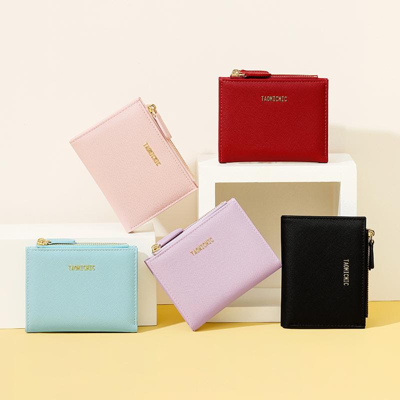 Y9051 - TAOMICMIC Dompet Wanita Dompet Lipat Pendek Bahan Kulit PU Leather Premium