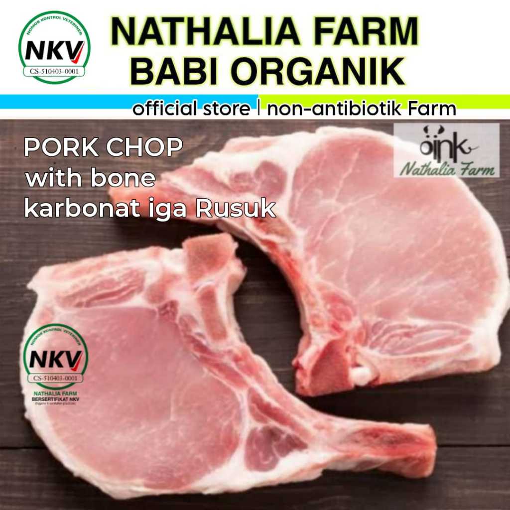 

babi organik PORK CHOP KARBONAT IGA daging babi organik nathalia farm organic pork