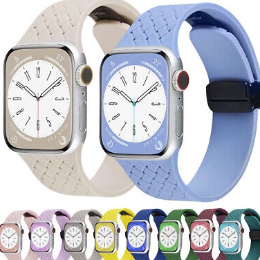 Ready Stock Strap Apple Watch Silicone Magnetic Square Pattern Strap iWatch Series 12345SE678Ultras9Ultra2 t Promo