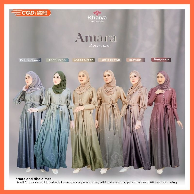 Gamis Muslimah Allure Silk Satin Motif Ombre Amara Dress by Khaiya