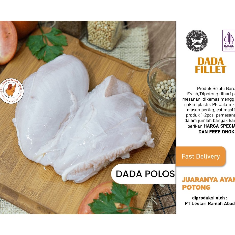 

DiSkon Daging Ayam Dada Fillet Boneless Tanpa Kulit 1Kg