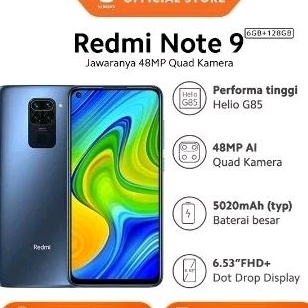 Xioami Redmi Note 9 (6GB+128GB) Full Set / Hp murah / hp second / android