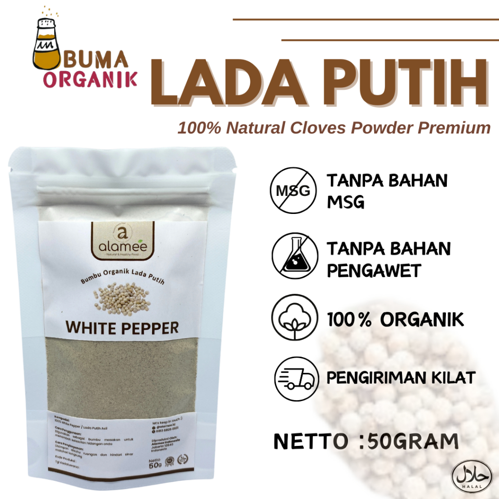 

White Pepper Powder Lada Putih Bubuk Merica Whitepepper Rempah Rimpang Murni Asli Tanpa Campuran