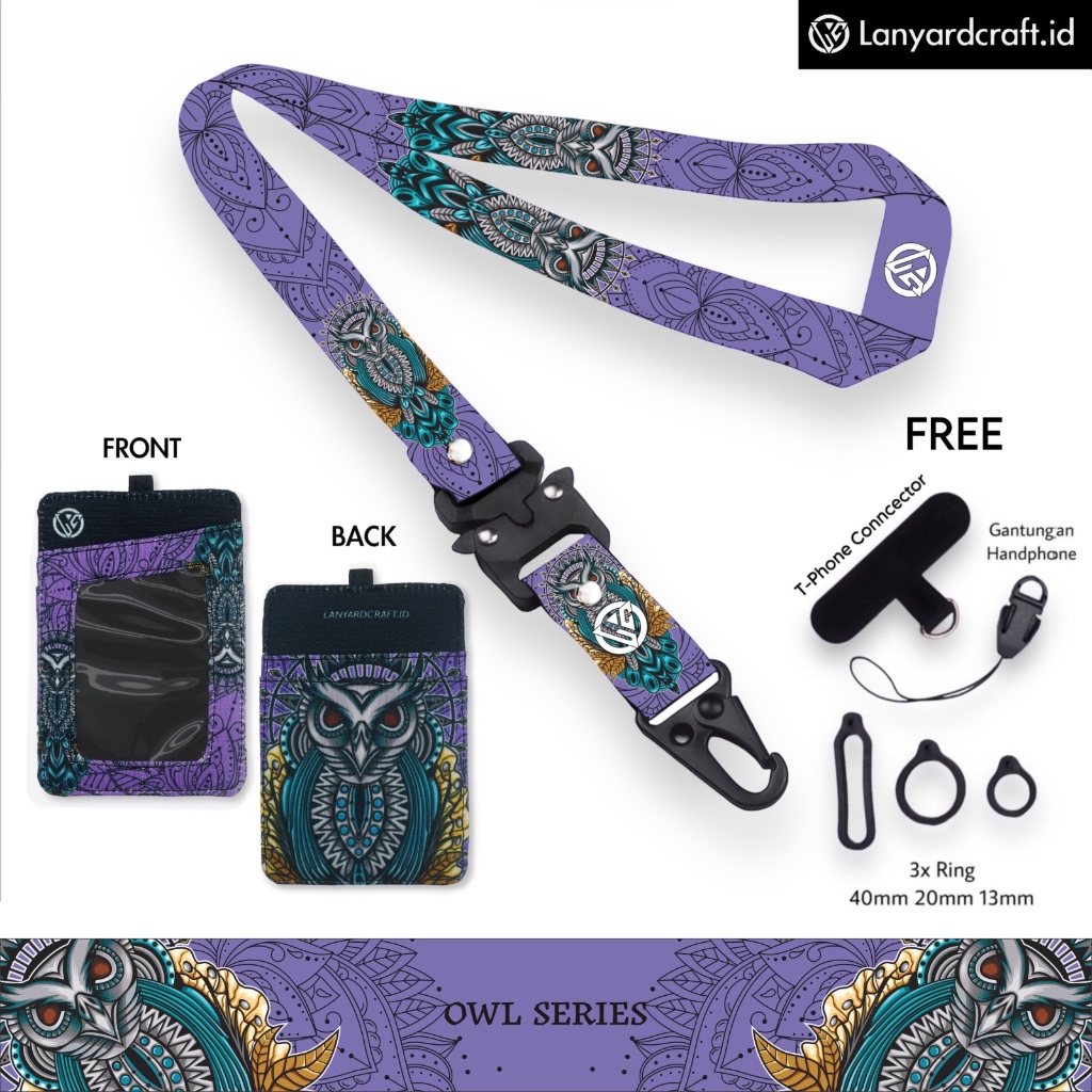 

LC.ID Lanyard Craft Owl V5 Gantungan Tali Holder Card Printing - Owl Series