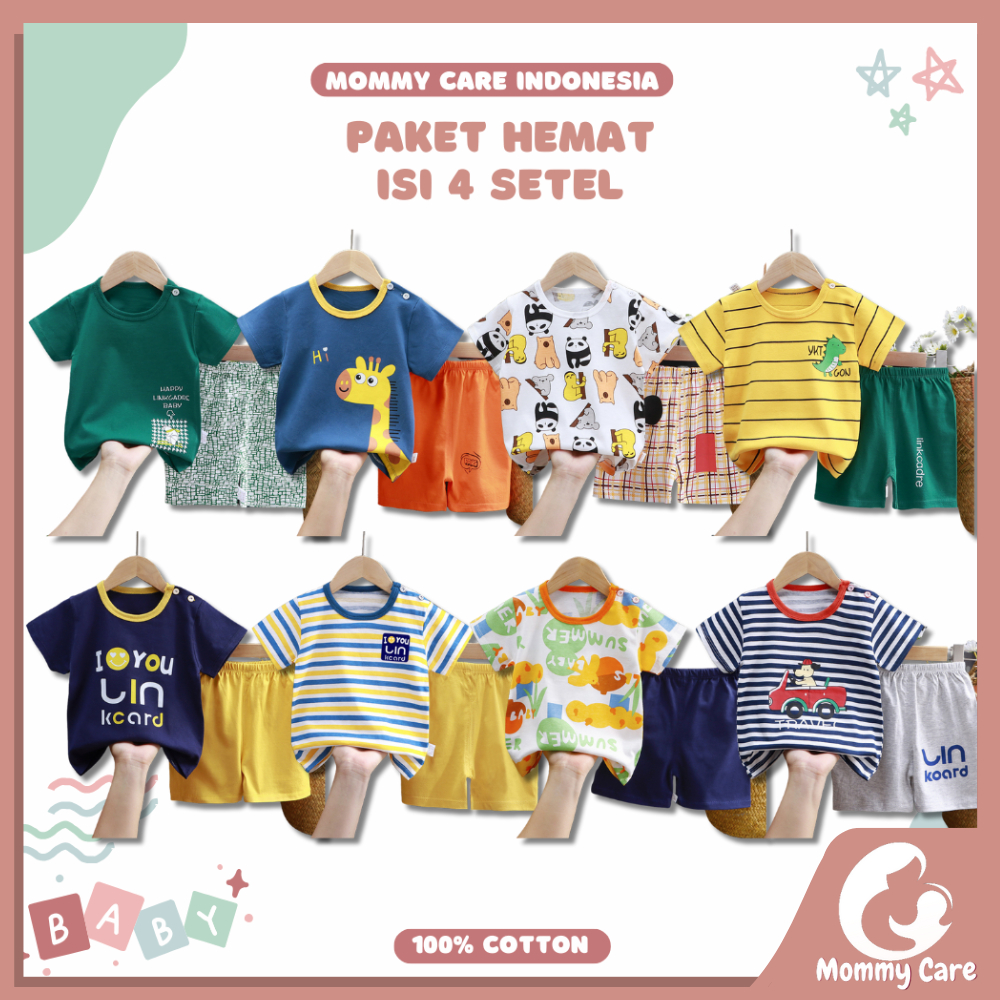 [COD] MOMMYCARE PAKET HEMAT SETELAN BAJU BAYI LENGAN PENDEK CELANA BAJU ANAK 0-6 TAHUN SETELAN LENGA