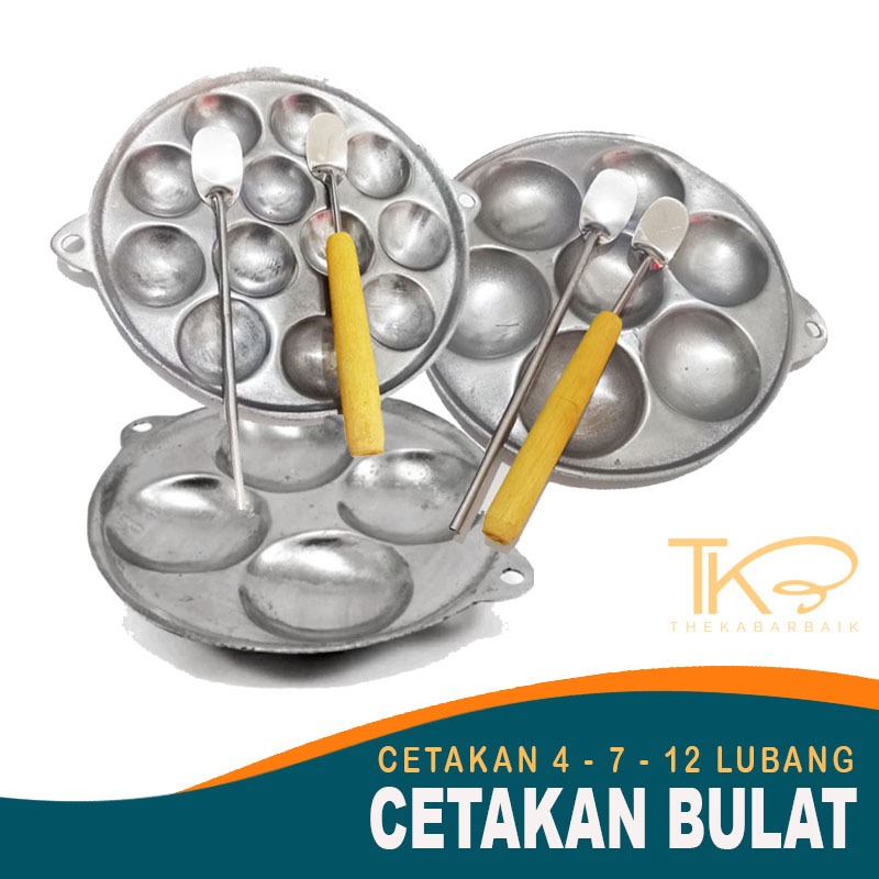 Cetakan Baklor Bulat Lubang 4, 7, dan Lubang 12 Martabak Telur Puyuh Mini Kue Takoyaki Dorayaki Cilo