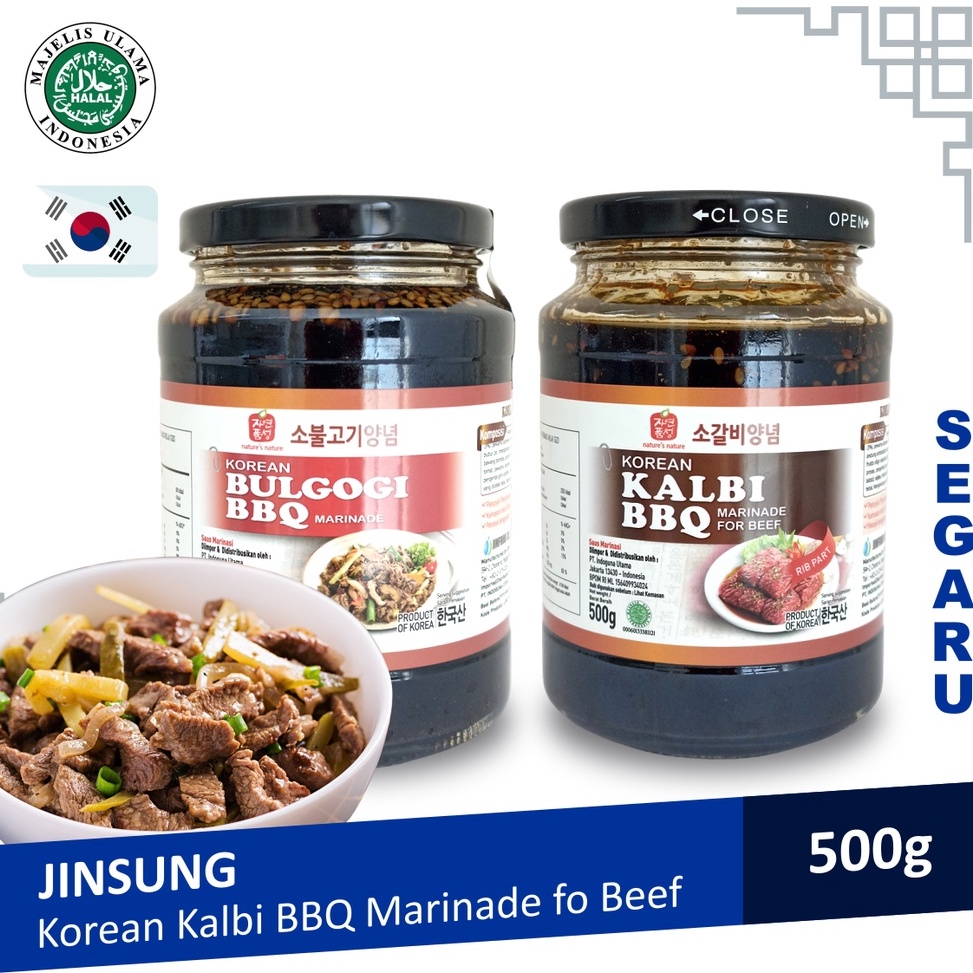 

Cuci gudang JINSUNG Korean BBQ Kalbi Bulgogi Marinasi Sauce Halal 5 gram
