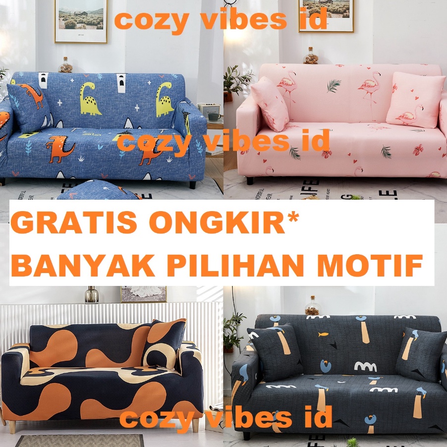Ready Stok sarung sofa cover 1 seater 2 seater 3 seater s3 elastis elastic motif 1seater 2seater 3se