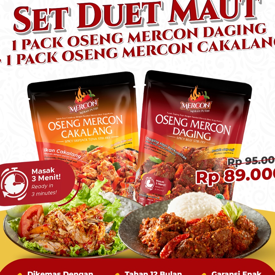 

DiSkon Mercon Merah Putih Set Duet Maut Oseng Mercon Daging Cakalang