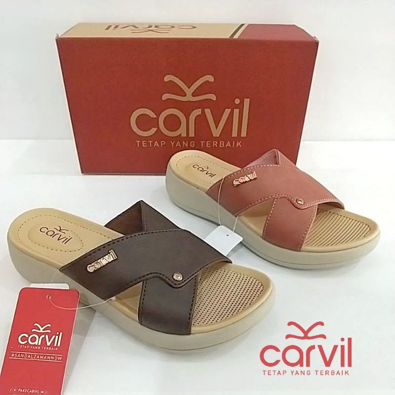 Sandal Carvil Wanita Dewasa Sandal wedges wanita 5 cm Slop Kondangan
