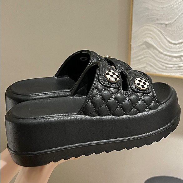 FENTINA Sandal Wanita Sandal Jelly Slop Wedges Wanita Korea Dewasa Tinggi 7cm Sandal Fuji Wanita