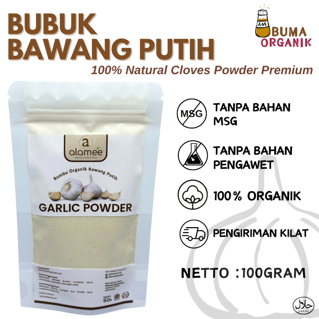 

Bawang Putih Bubuk Ground Garlic Powder Bumbu Dapur Organik Rempah Rimpang Murni Asli Tanpa Campuran 50gram