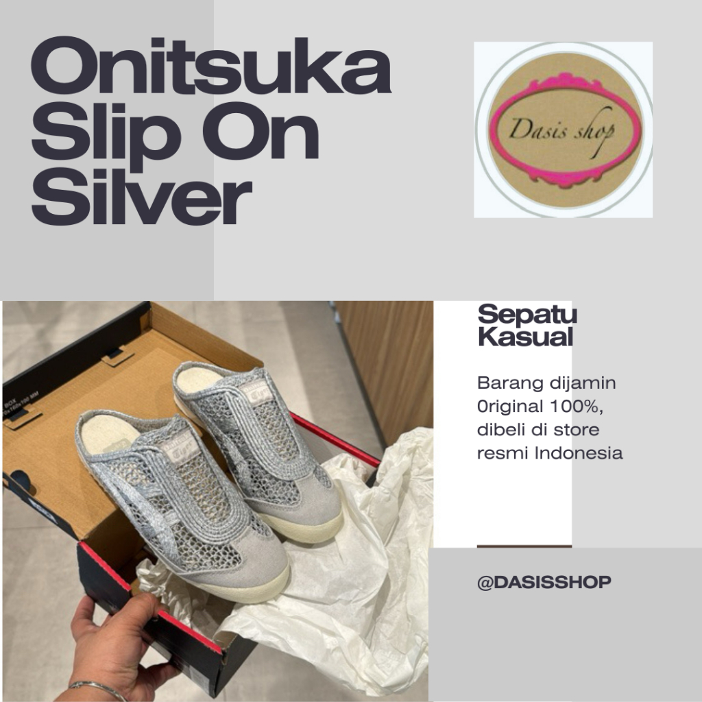 Sepatu Onitsuka Slip On 100% Original - Silver