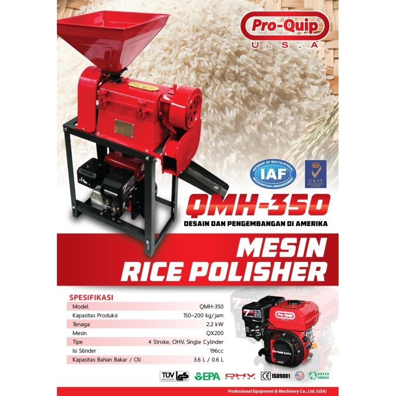 QMH-350 RICE POLISHER PRO QUIP MESIN GILING BERAS PRO QUIP