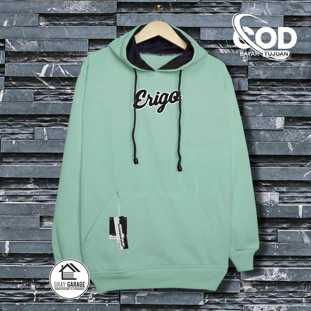 Hodie Erigo Original Distro Pria Keren Aesthetic Bahan Fleece Tebal Premium Branded Unisex Cowok Cew