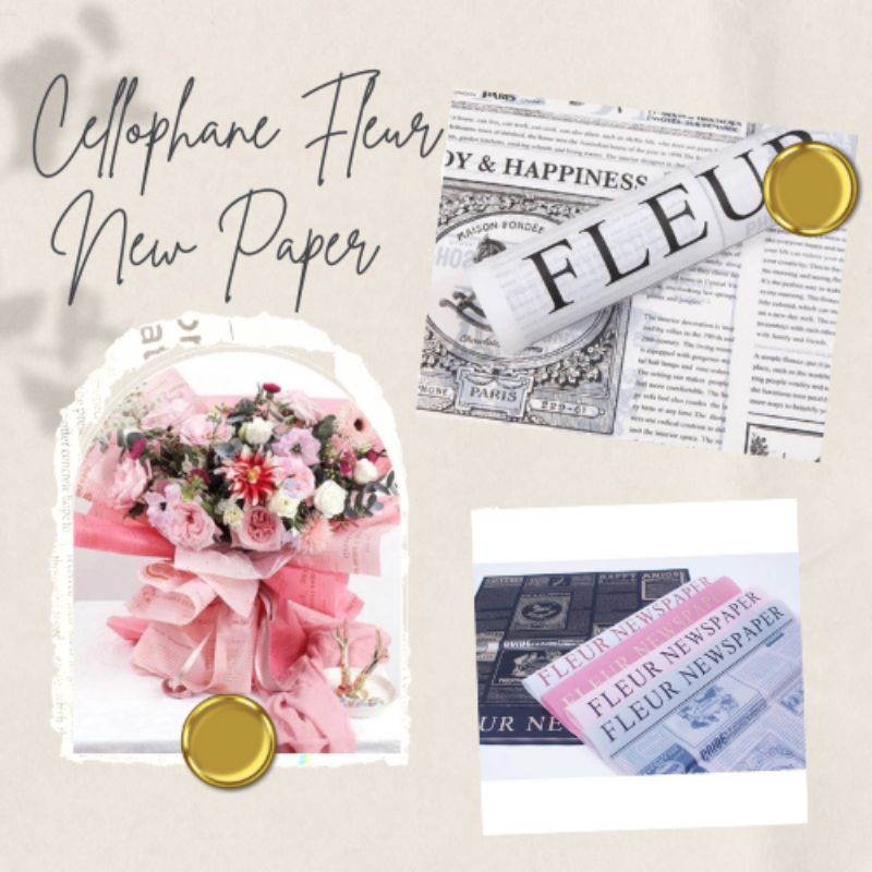 

per lembar Cellophane waterproof motif koran gambar kuda flower Wrapping paper free packing korean waterproof motif Fleur Newspaper