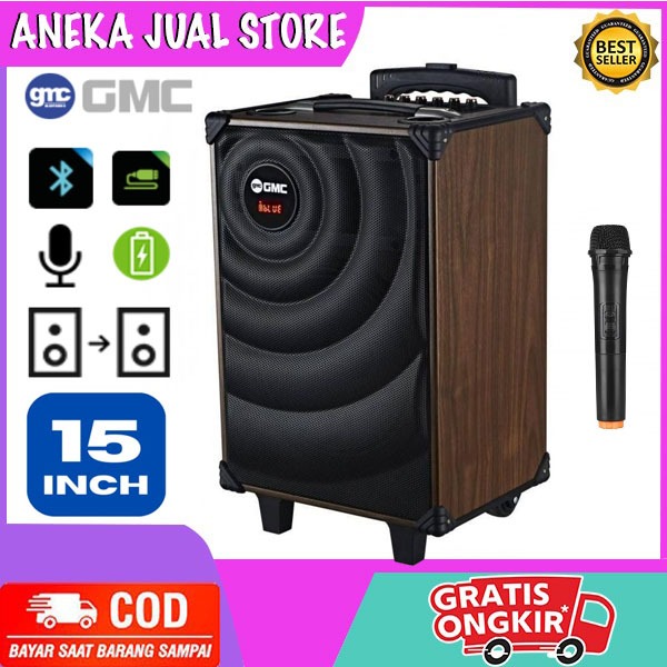 SPEAKER GMC 883N /SPEAKER PORTABLE BLUETOOTH KARAOKE 15 INCH + 1 MIC WIRELESS/ GMC 883Q/883L/883R/88