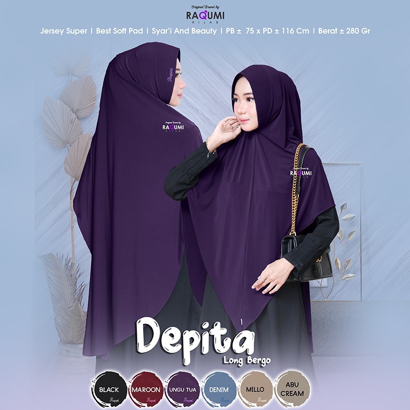 Hijab Instan Terbaru Depita Long Bergo Original by Raqumi / Style Hijab 2022