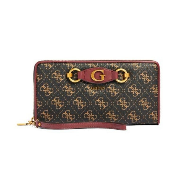 GUESS IZZY LONG WALLET ZIPPER CANVAS SUEDE