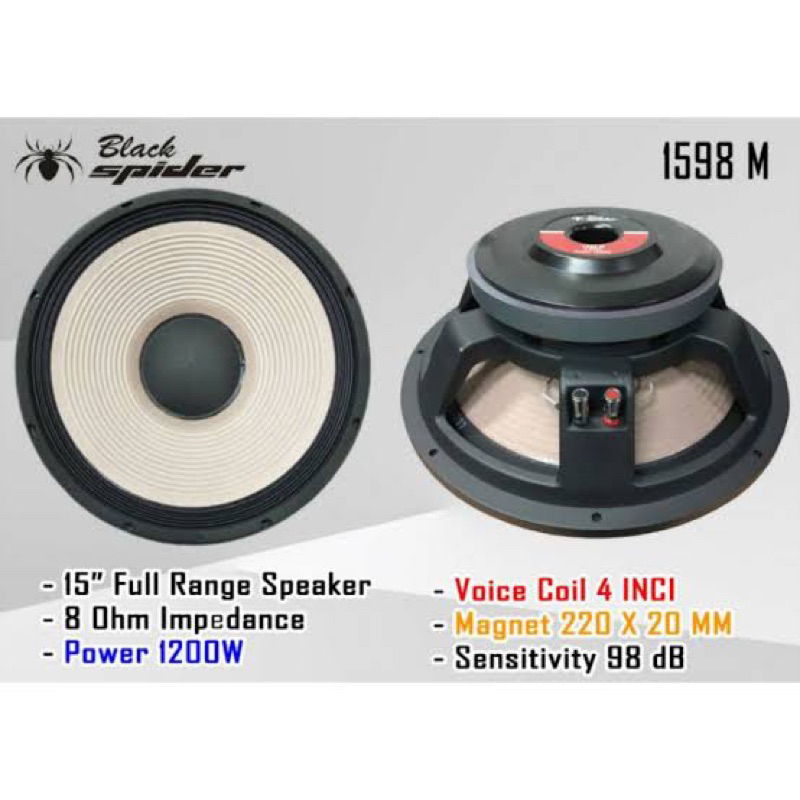Speaker Black Spider 1598 M BlackSpider BS1598M Subwoofer 15 inch Black Spider Original