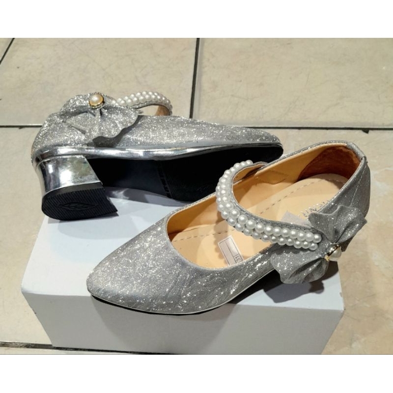 Sepatu Sandal Slop Hak Anak Sepatu Pesta Anak   Gliter