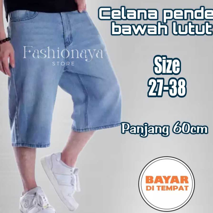 Free Ongkir Celana pendek pria jeans bawah lutut