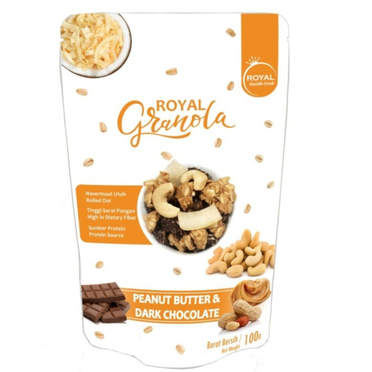 

ROYAL GRANOLA PEANUT BUTTER & DARK CHOCOLATE BKS 100 GR